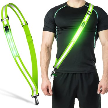 Estbridg Ceinture Réfléchissante à DEL pour Ceinture, Équipement de Marche, Gilet Réfléchissant, Équipement de Course, Gilet Lumineux à DEL Rechargeable par USB, Lumières de Sécurité Haute Visibilité pour Marcheurs à