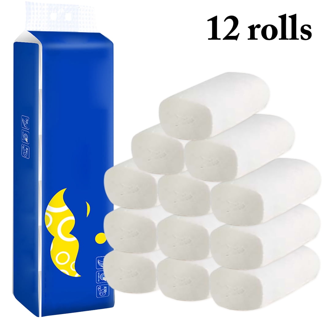 Coofit 12 Rolls Home Toilet Paper Smooth Soft Flushable Toilet Tissue Hand Paper Towel