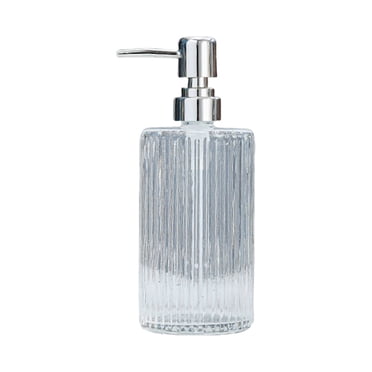 Pompe de Désinfectant pour les Mains 420 ml Bouteille en Verre Transparent Épaissi Désinfectant pour les Mains Shampoing Articles de Toilette Bouteille Bouteille Gaufrée Distributeur de Désinfectant pour les Mains