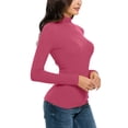 thumbnail image 4 of 2025 Femmes Décontracté Uni Femmes Course Manches Longues Manches Longues Col Roulé Simulé T-Shirts et Hauts pour Dames Blouse Hauts Coupe Ajustée Chemise à Manches Longues en Coton pour Femmes Extensible Couche T-Shirts, 4 of 7