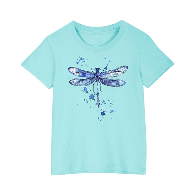 Économies d'Été! SROBPTY T-Shirts à Manches Courtes pour Tout-Petits, T-Shirt Imprimé pour Garçons Tout-Petits Mode Col Rond Imprimé Manches Courtes Bleu, 7 Ans
