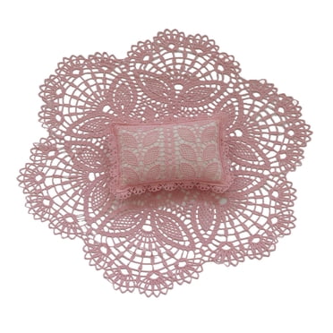 Accessoires pour Photos de Bébé, Ensemble de Tapis et Coussin de Fond pour Photos, Tapis de Sol Fait à la Main Ajouré, Fond pour Photos de Nouveau-Né, Rose