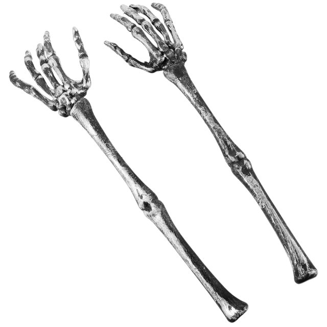 OULII 1 Pair Plastic Skeleton Arm Stake Silver 12.6X3.1in For Skeleton Animals