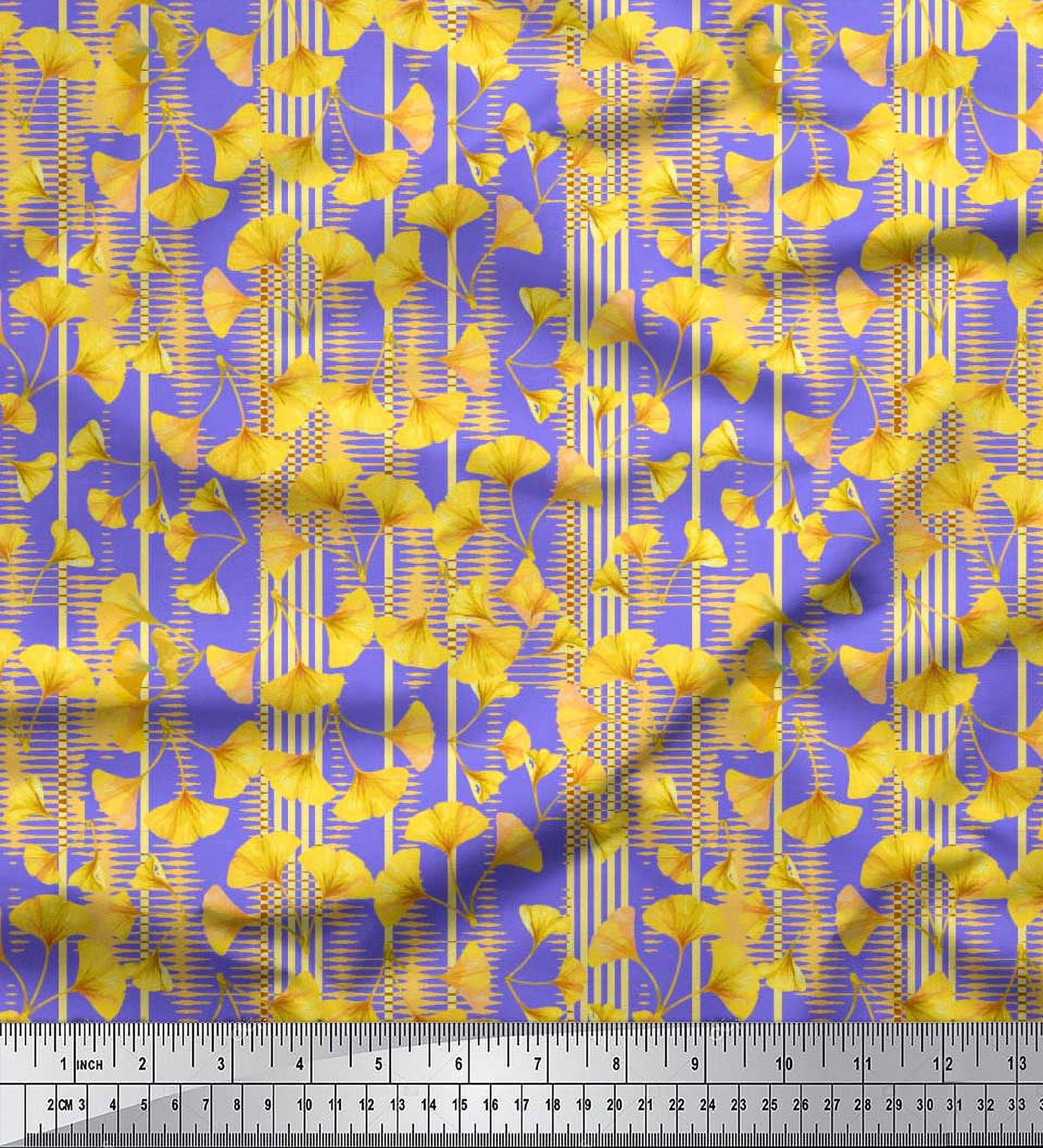 Soimoi Toile de Satin Rayée et Imprimé en Buttercup Imprimé Floral par Yard 42 Pouces de Large
