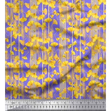 Soimoi Satin Silk Fabric Stripe & Buttercup Floral Fabric Prints by Yard 42 Inch Wide