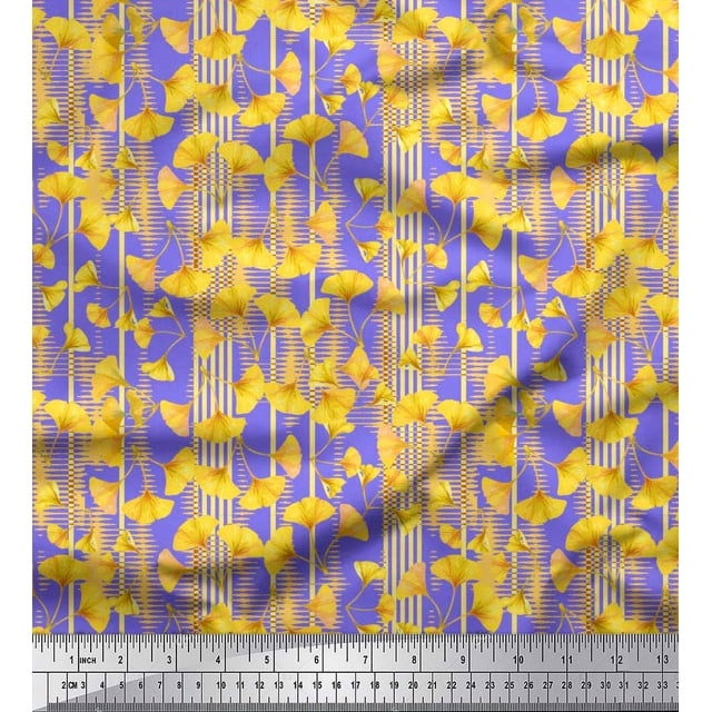 Soimoi Toile de Satin Rayée et Imprimé en Buttercup Imprimé Floral par Yard 42 Pouces de Large