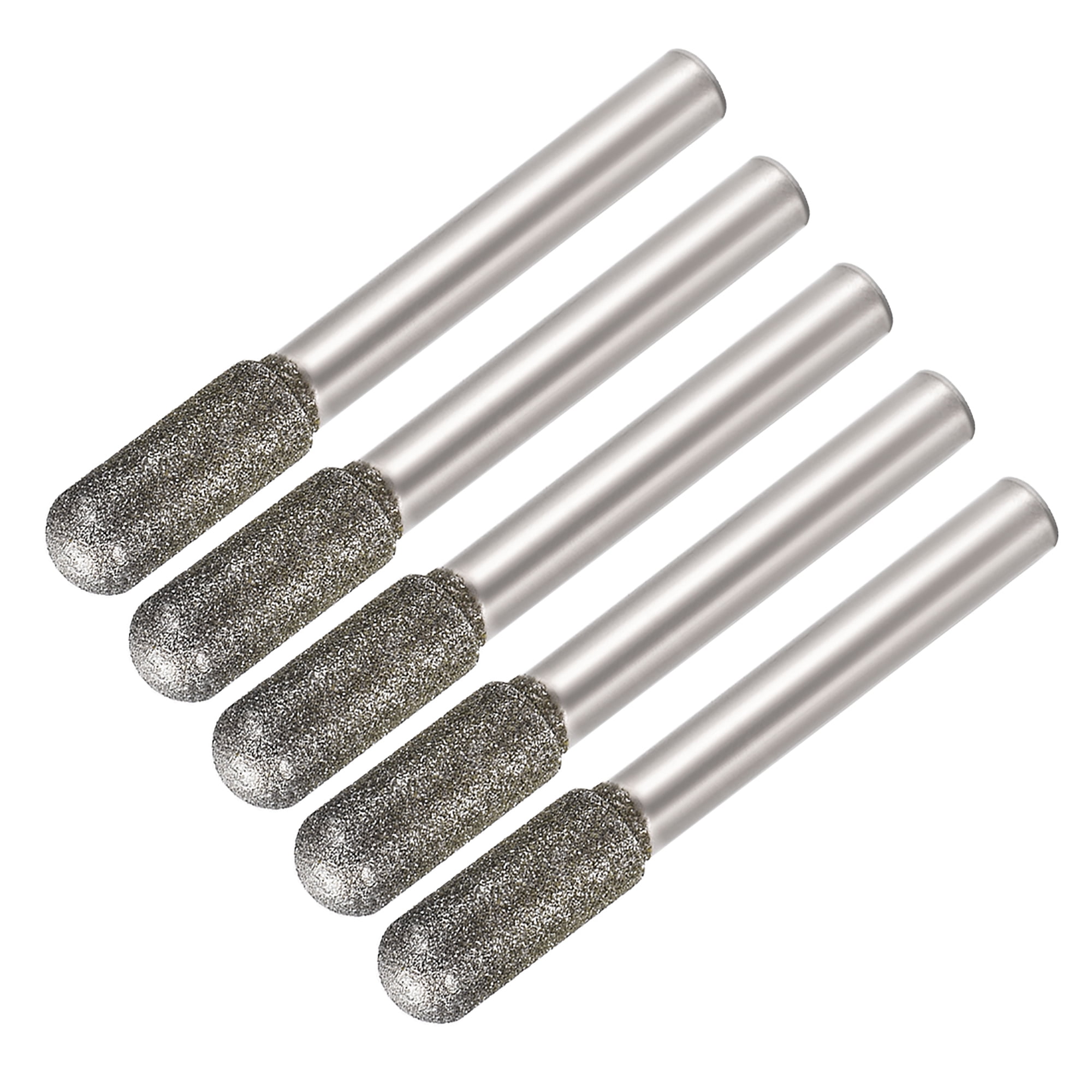 Unique Bargains Diamond Burrs Grinding Drill Bits For Rotary Tool 1/4-Inch Shank 8mm Cylindrical Ball Nose 120 Grit 5 Pcs 8 Mm