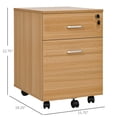 thumbnail image 3 of Vinsetto Locking 2 Drawer File Cabinet Rolling Filing Cabinet with Wheels, 3 of 10
