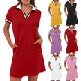 thumbnail image 5 of Dvprdro Robe d'Été pour Femme Mode Classique Unie à Manches Courtes Robe Mini Décontractée Ample avec Poches Robe Chemise de Tennis Golf, 5 of 5