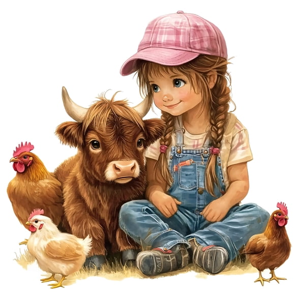 Cute Cow Girl Pattern Bathroom Wall Sticker, Lovely Style Self Adhesive Decal for Kids Room Home Wall Decor