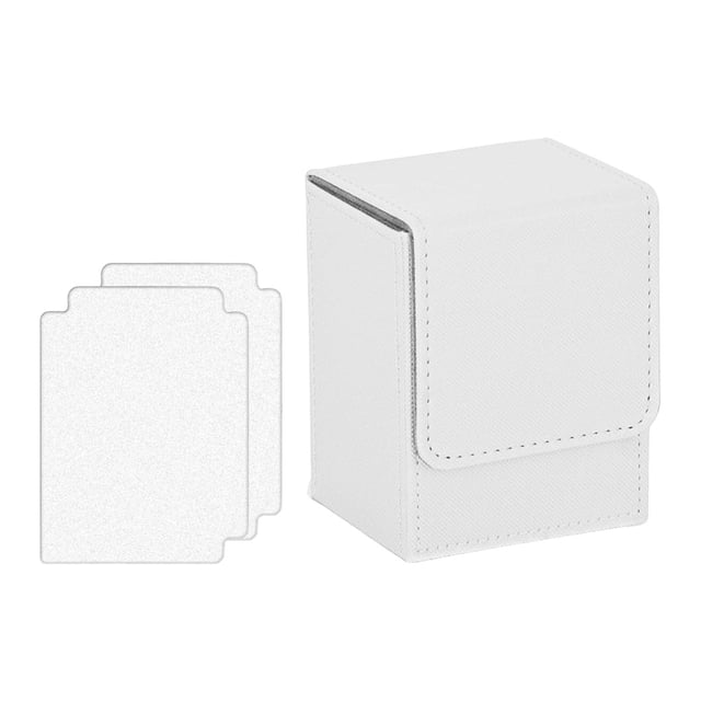 HILABEE Card Deck Box Game Card Storage PU Leather Lightweight Premium Holds 100 White