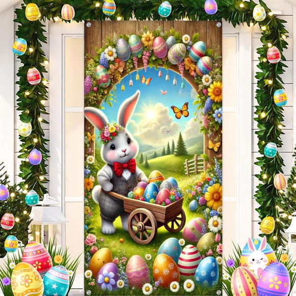 Yhmxh Easter Decorations Easter Gifts Easter Banner Background Fabric Polyester Width