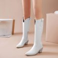 thumbnail image 4 of EGNMCR Bottes à Talons Hauts pour Femmes Jusqu'au Genou et Chaussures d'Hiver Style Ethnique à Perles à Franges à Talon Bas Bout Rond pour Femmes, 4 of 8