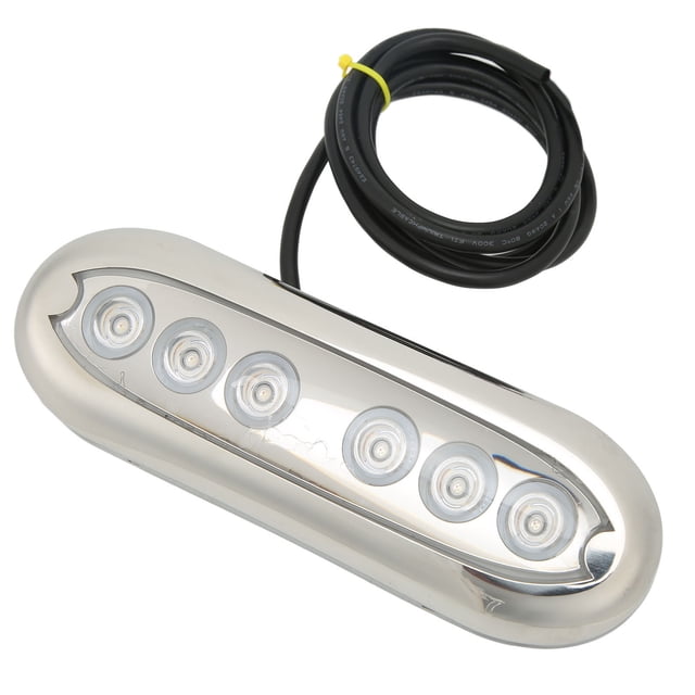 LED Underwater Boat Light, Low Power Loss IP68 Waterproof 6 LED Lamp Beads Boat Underwater Light Environmental Protection for Yachts White Light/9.5W,Blue