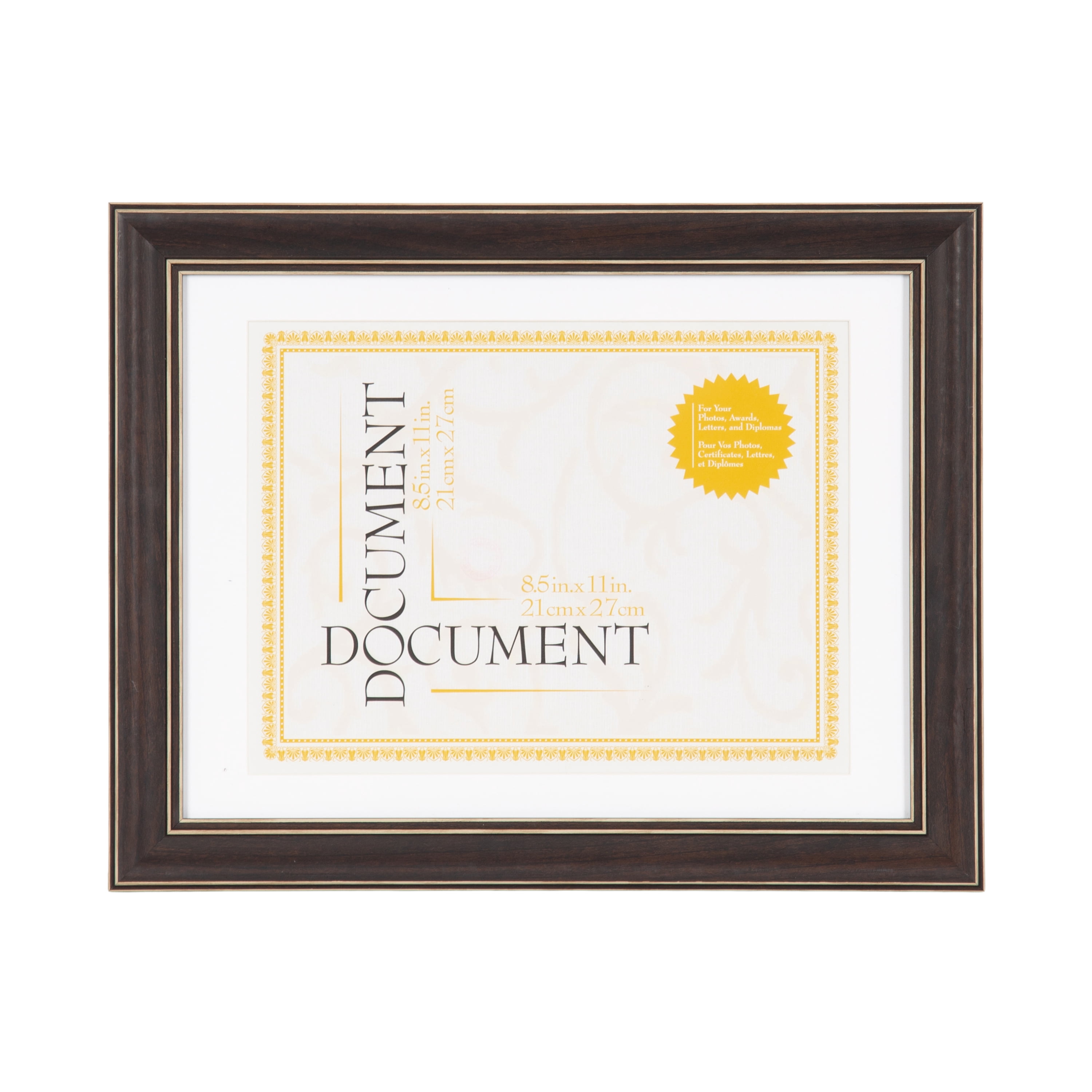 DesignOvation Bagnell 8.5" x 11" Brown Document Frame