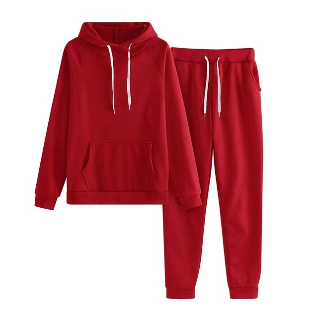 2 Piece Sweatsuits for Womens Clearance Solid Color Pocket Drawstring Pullover Sweatpant Set Lounge Tracksuit Casual Plus Size Lightweight Loose Ladies Outfits Fall Winter 2023 Black L