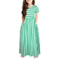 thumbnail image 1 of B91xZ Robe pour Tout-Petites Filles à Manches Volantées, Extensible, Ligne A, Évasée, Robe de Fête, Vert 6-7 Ans, 1 of 4
