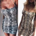 thumbnail image 3 of Women Sleeveless Snakeskin Print Bodycon Sling Mini Dress Party Cocktail, 3 of 5