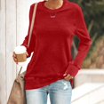 thumbnail image 2 of Pxiakgy T-Shirts pour Femmes T-Shirts pour Femmes Chandail en Molleton Décontracté à Col Rond Manches Courtes Longues Chemise Douce Ample Rouge + m, 2 of 4