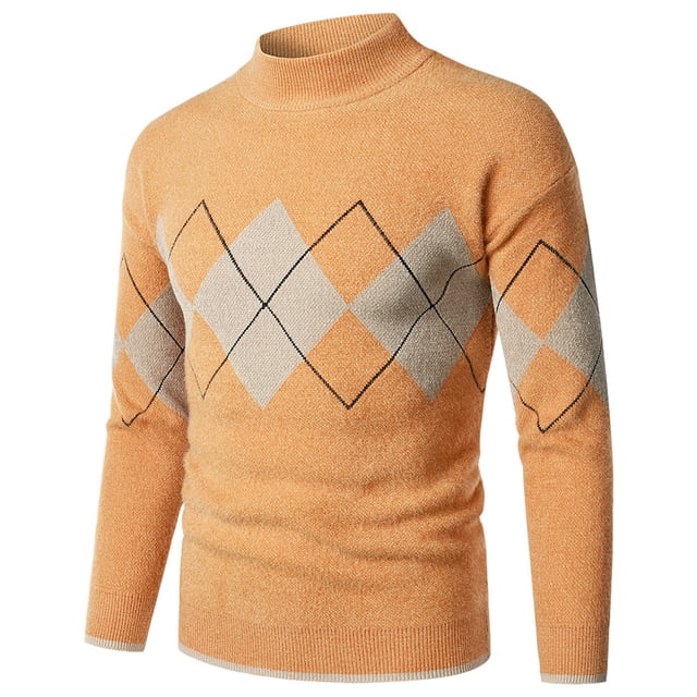 EGNMCR Chandails à Col Roulé pour Hommes, Col Montant, Chandail Mode à Manches Longues, Demi-Col Montant, Cadeaux pour Hommes