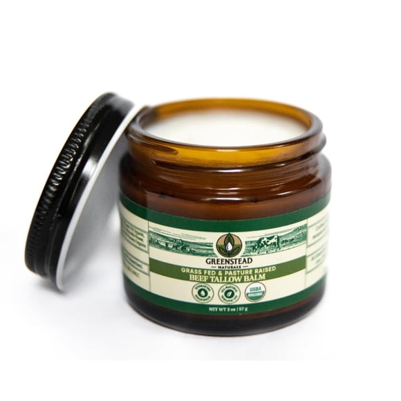 Greenstead Naturals Suif de Bœuf Nourri à l'Herbe pour la Peau – Baume de Suif Fouetté Biologique Certifié USDA pour le Visage et le Corps avec Huile de Jojoba et Fesse de Cacao