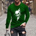 thumbnail image 2 of YOIAVAIOY T-Shirts Graphiques à Manches Longues pour Hommes, T-Shirts d'Halloween à Imprimé Fantôme Citrouille, Manches Longues, Col Rond, Hauts d'Automne, Blouse Décontractée de Festival, Vert, TTTTG, 2 of 6