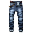 thumbnail image 1 of TIMIFIS Jean pour Homme Coupe Classique Régulière Jean en Coton Tendance Mode Micro Élastique Coupe Ajustée à Cordon Élastique Petite Jambe Droite-Bluefall, 1 of 1