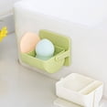 thumbnail image 2 of Maoww Plastic Makeup Sponge Bracket Washable Reusable Wall-mounted Self-adhesive 2 Compartment Rotating Puff Draining Holder Green, 2 of 8