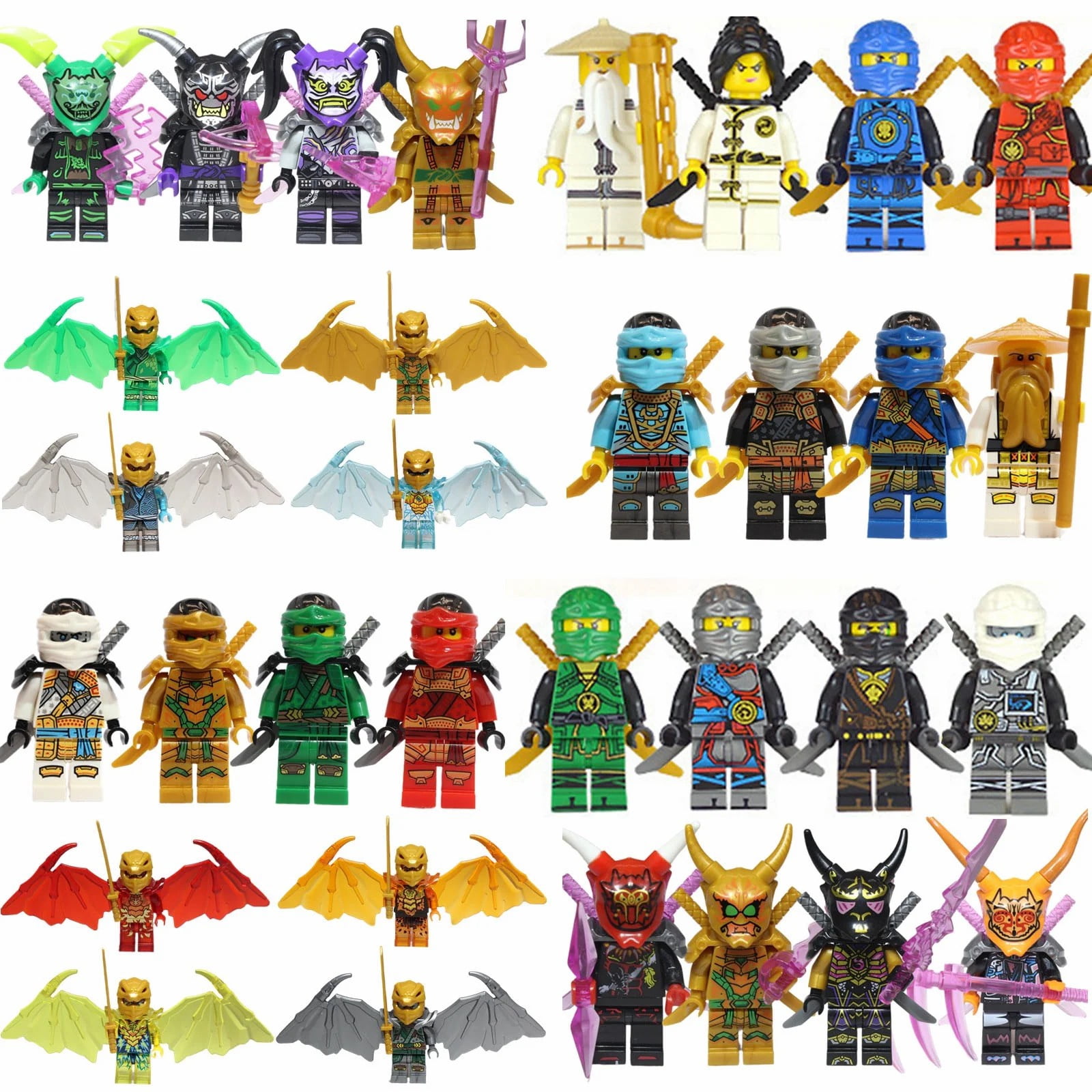 24PCS Phantom Ninja Action Figures Building Blocks Set - Anime Series ABS Bricks Toy for Boys & Collectors