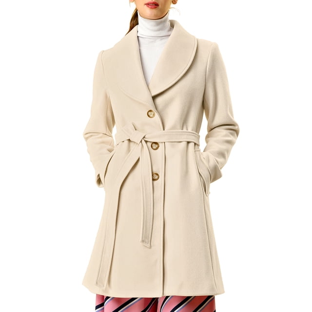 INSPIRE CHIC Manteau Trench Long pour Femme, Mignon, à Col Rabattu, à Simple Boutonnage, avec Ceinture