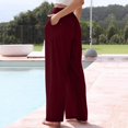 thumbnail image 4 of Kcodviy Women High Waisted Wide Pant Suits for Women Casual Wedding Guest Leg Pants Drawstring Elastic Drawstring Casual Pants Women Trousers Comfy Straight Leg Long Pants with Pockets, 4 of 6