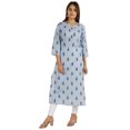 thumbnail image 4 of Moomaya Kurti Longue Imprimée pour Femmes Manches 3/4 Coton Été Tunique Ethnique Kurta, 4 of 8