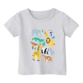 thumbnail image 1 of PMVFHDE T-Shirts Garçons Garçon et Fille Mode Décontractée Imprimé Col Rond Ample Manches Courtes T-Shirt Haut Blanc, 1-2 Ans, 1 of 3