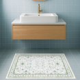 thumbnail image 3 of Washable Boho Bathroom Rug 2x3 - Small Throw Area Rugs for Powder Room, Laundry, Kitchen, Blue and Green Oushak Modern Eclectic Geometric Floral Pastel Decor, Low Pile Non-Slip Stain Resistant, 3 of 8