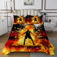 thumbnail image 1 of Erosebridal Basketball Player Silhouette Coverlet Set Twin, Fire Flame Print Bedding Set, 2pcs, 1 of 5
