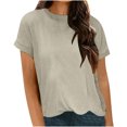 thumbnail image 4 of Timegard Tops for Women Summer Ribbed Crewneck Short Sleeve Basic Tee Casual Loose Shirts Tops blouse, 4 of 7