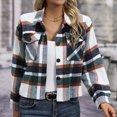 thumbnail image 2 of Yuyuzo Surchemises à Carreaux pour Femmes Manches Longues Col Rabattu Boutonné Vestes Courtes Automne, 2 of 6