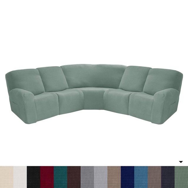CHOK 2024 5 Seat Corner Sofa Cover Sectional Recliner Corner Sofa Protector for Livingroom Deep Blue