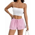thumbnail image 3 of Women'S Striped Print Drawstring Elastic Waist Shorts Casual Wide Leg Low Rise Summer Boxer Shorts Rose Red S, 3 of 8