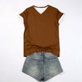 thumbnail image 3 of Besolor Summer Short Sleeve Shirts for Women Casual V Neck Solid Color Basic Tees Ladies Going out Tops, 3 of 3