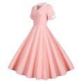 thumbnail image 2 of CEHVOM Robe d'Été 2024 pour Femmes, Robes Vintage Évasées pour Femmes Rétro Années 1950 60, Robes Vintage Évasées à Col en V et Col Cape, 2 of 7