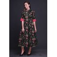 thumbnail image 4 of Bimba Robe Chemise à Imprimé Floral à Boutons, Col Mandarin, Manches Retroussables - Très Petit, 4 of 5