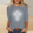 thumbnail image 1 of EGNMCR Easter T-Shirt Imprimé Femmes T-Shirts Graphiques Femmes Chemises Mode Femme Décontracté Noël Imprimé Col Rond Blouse Imprimée T-Shirt Manches 3/4 T-Shirt Blouses T-Shirts pour Femmes, 1 of 4