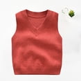 thumbnail image 4 of VEKDONE Chandail Tricoté Sans Manches Décontracté pour Tout-Petits, Col en V pour Enfants, Chandails de Couleur Unie, Camisole, Automne, Basique, Coupe Ample, Chandail à Enfiler, Chemisiers pour Tout-Petit, Rouge Melon D\'eau 90-9, 4 of 4