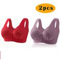 thumbnail image 2 of Yuyuzo Front Closure Bras for Women Plus Size 2 Pack Full Support Wireless Comfortable Everyday Bra, 2 of 4