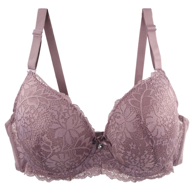Yanlir Women's Push Up Lace Bra Front Closure Bras Posture Full Coverage Comfortable Breathable Underwire Unlined Back Support Plunge Seamless Bra(Pink,M)