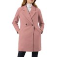 thumbnail image 1 of Allegra K Manteau Mi-Long à Manches Longues Raglan à Revers Croisé pour Femme TG Rose Foncé, 1 of 8