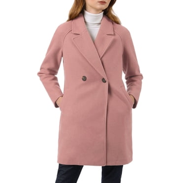 INSPIRE CHIC Manteau Mi-Long à Manches Longues Raglan à Revers Croisé pour Femme G Rose Foncé