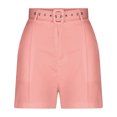 thumbnail image 4 of LOVZFMLL Women's Solid Suit Pant With Pockets Waisted Shorts With Belt Pink L, 4 of 6