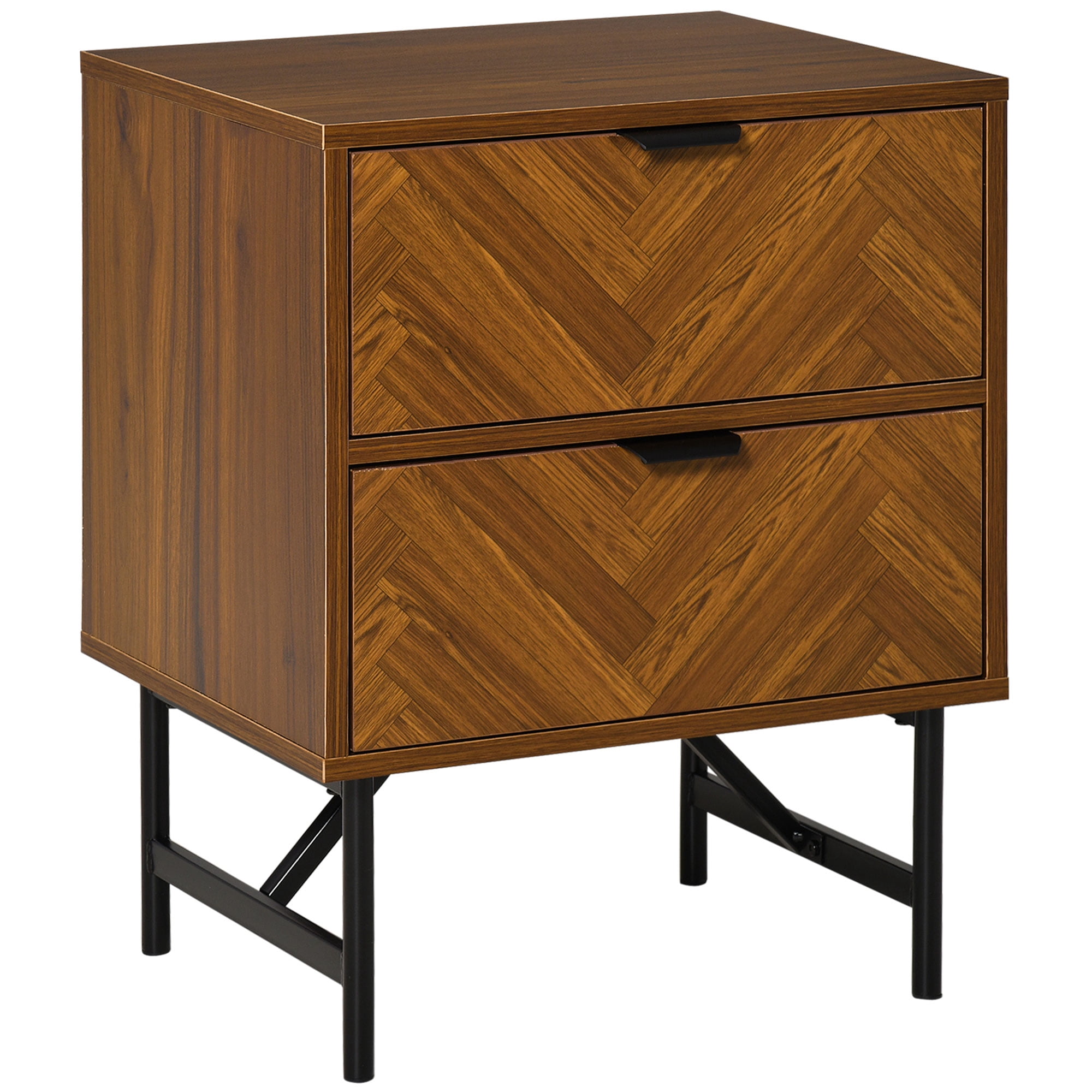 HOMCOM Bedside Table, Nightstand for Bedroom, End Side Table, Walnut Brown